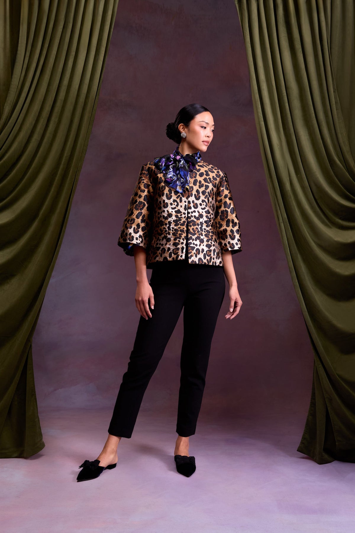 Holly Jacket in Metallic Leopard Jacquard