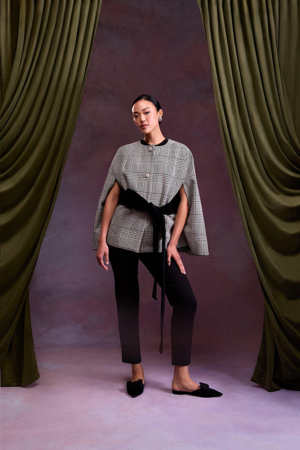 Selene Cape in Sparkle Glen Plaid Wool