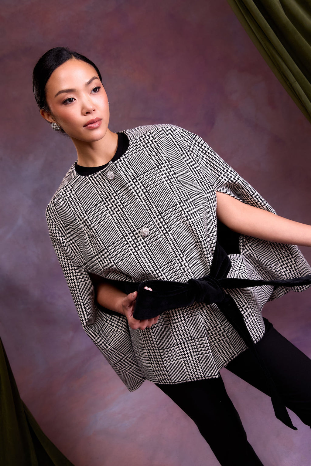 Selene Cape in Sparkle Glen Plaid Wool