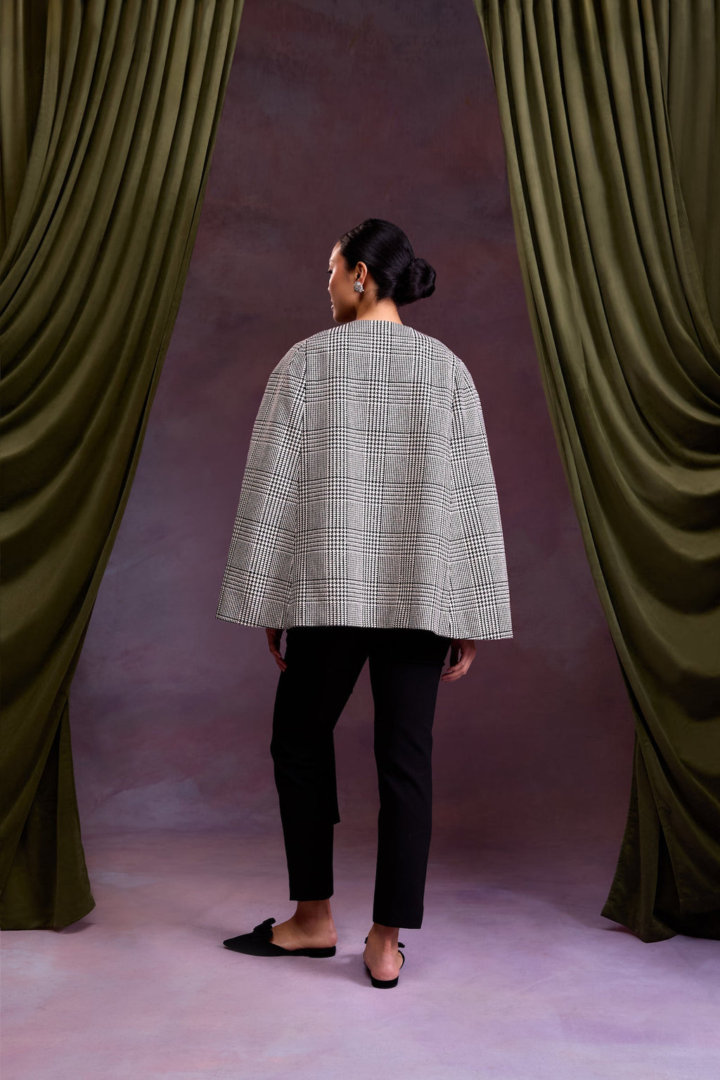 Selene Cape in Sparkle Glen Plaid Wool