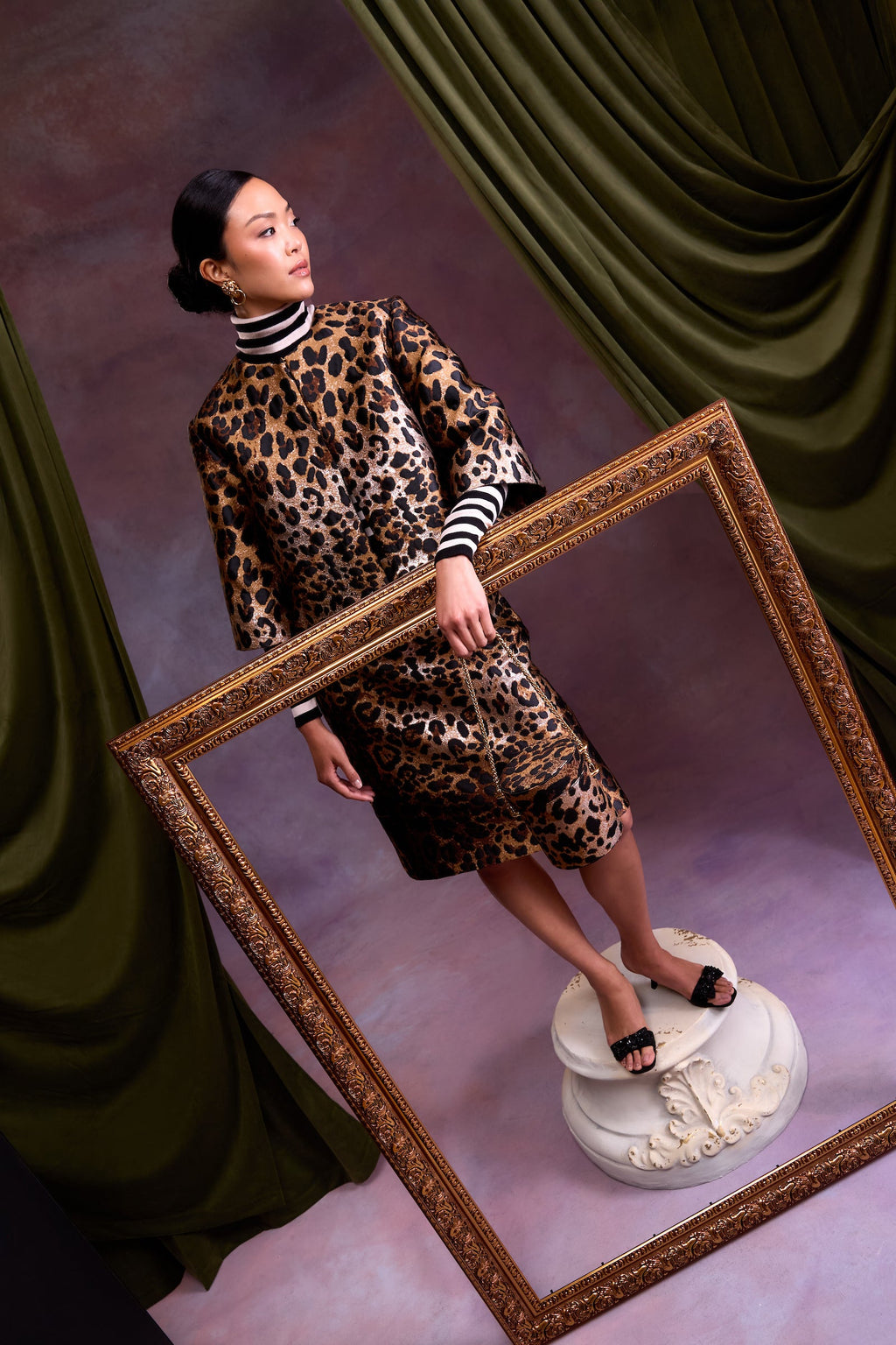 Margaret Skirt in Metallic Leopard Jacquard