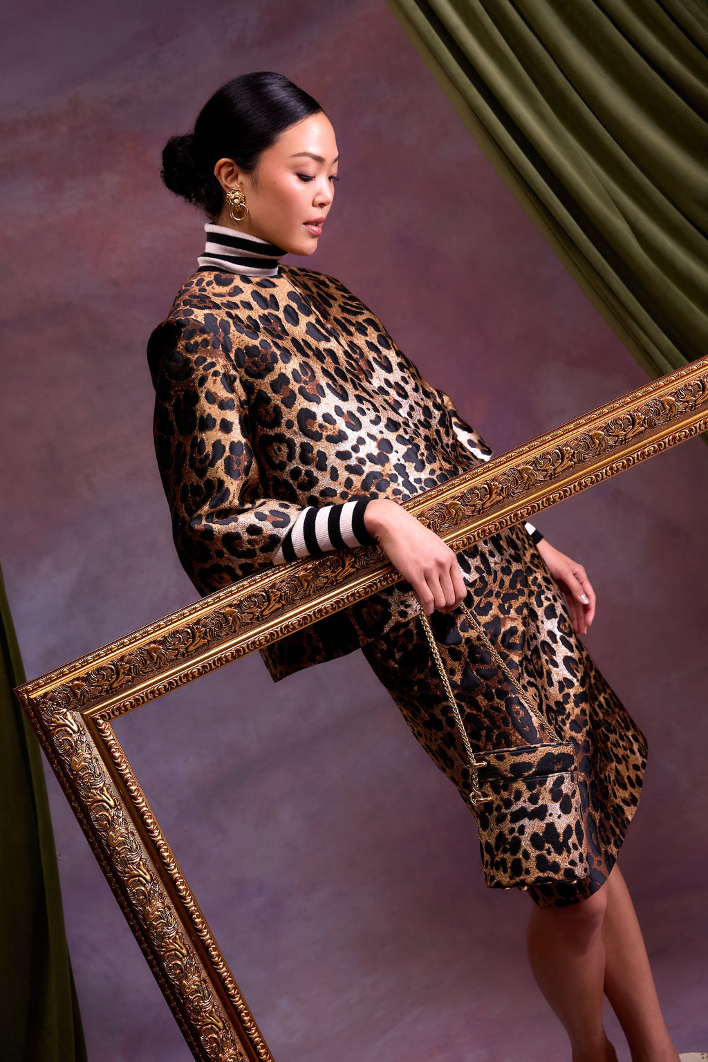 Margaret Skirt in Metallic Leopard Jacquard