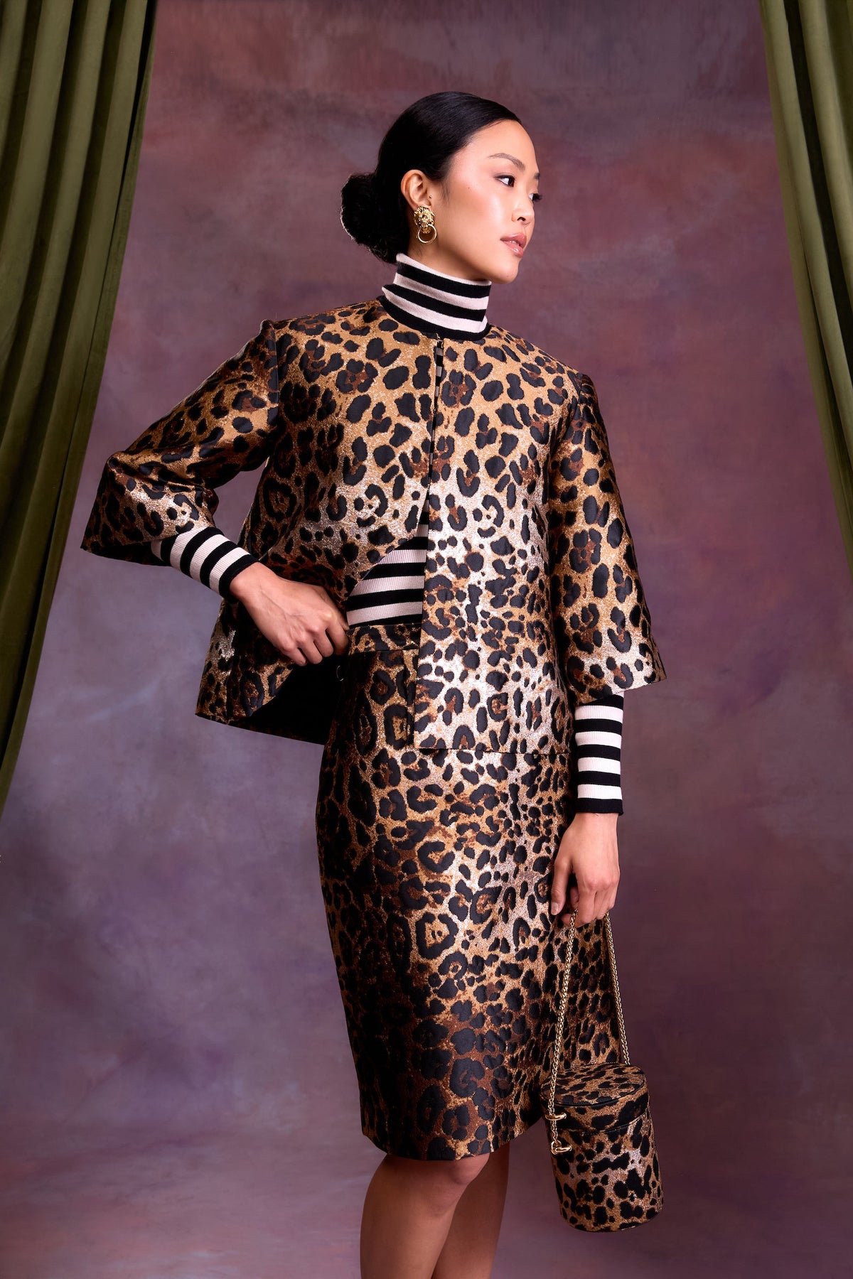 Margaret Skirt in Metallic Leopard Jacquard