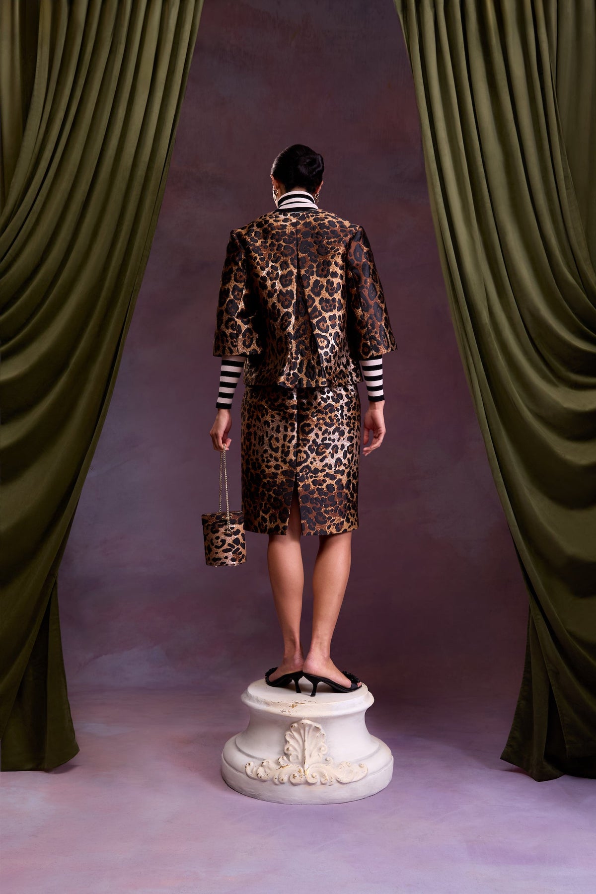 Margaret Skirt in Metallic Leopard Jacquard