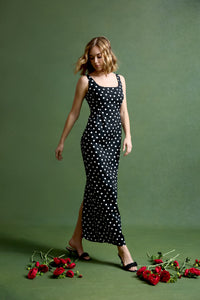 Kendall Gown in Dancing Dot Brocade