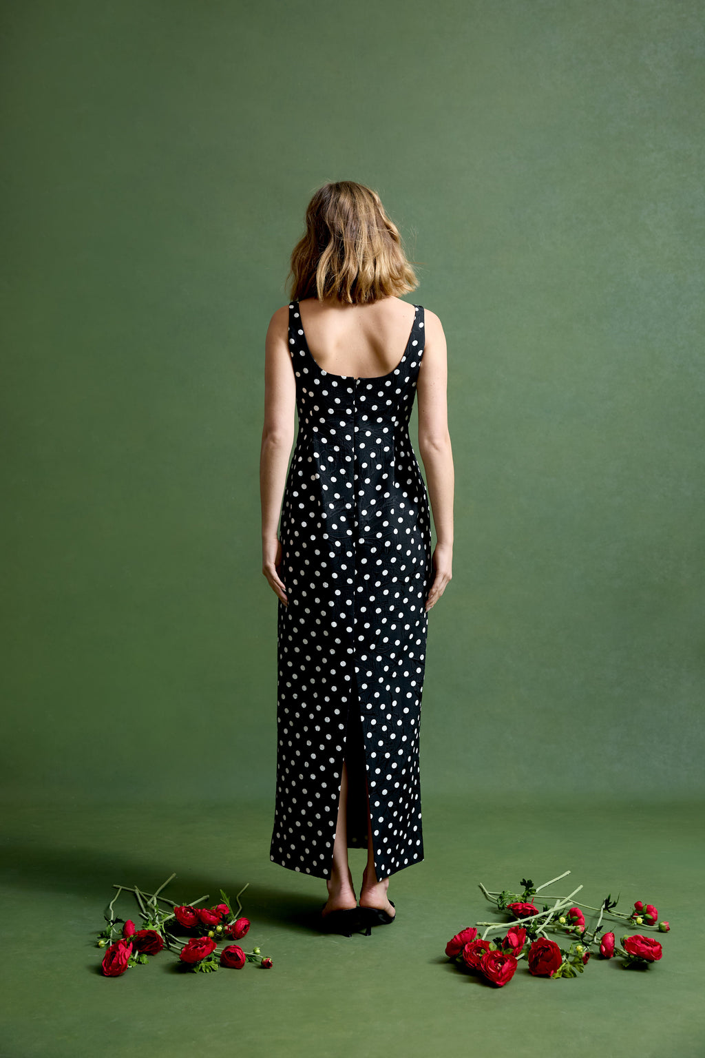 Kendall Gown in Dancing Dot Brocade