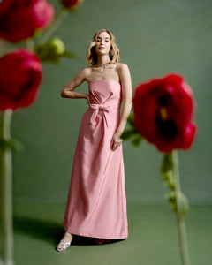 Sabrina Gown in Petal Pink Silk Wool