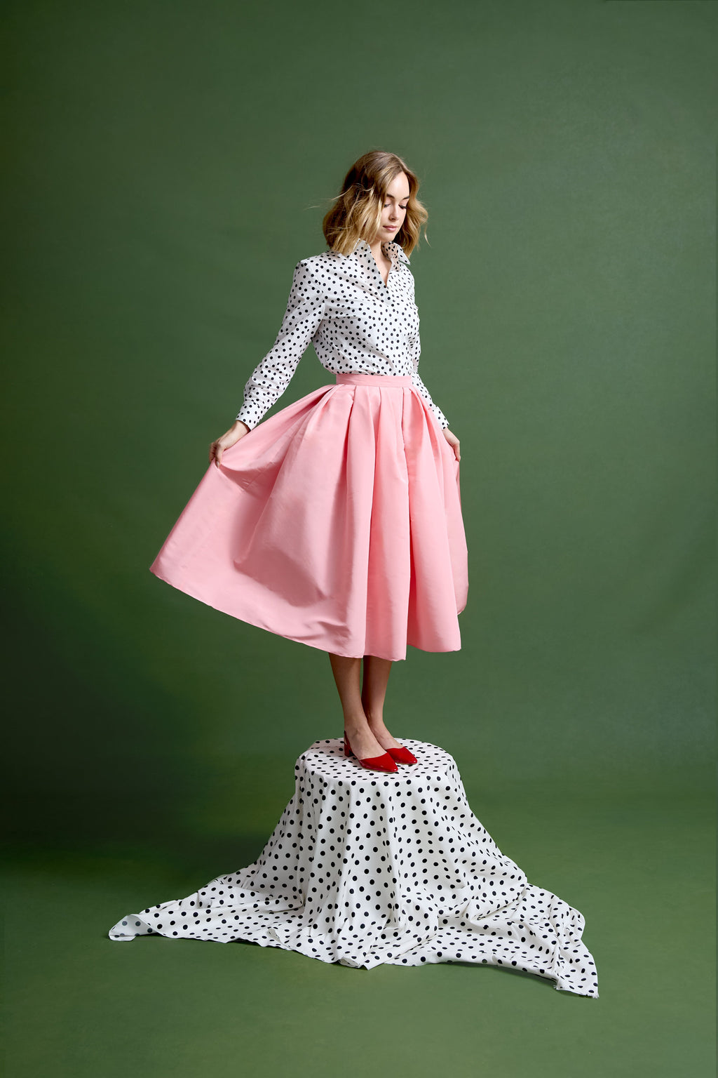 Ava Skirt in Petal Pink Silk Faille