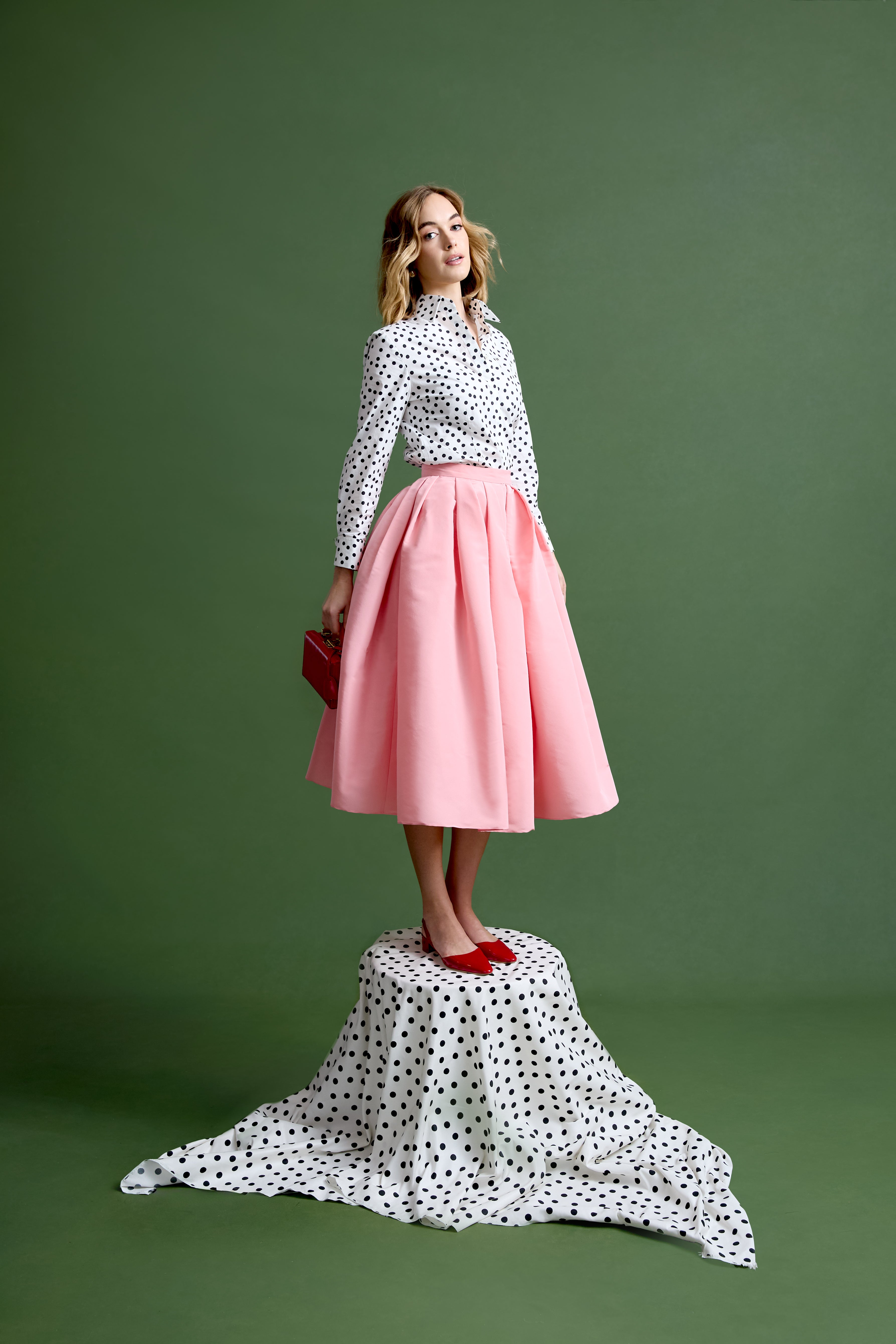 Ava Skirt in Petal Pink Silk Faille
