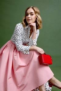 Ava Skirt in Petal Pink Silk Faille