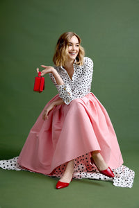 Ava Skirt in Petal Pink Silk Faille