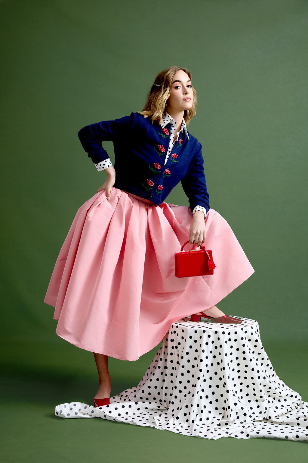 Ava Skirt in Petal Pink Silk Faille