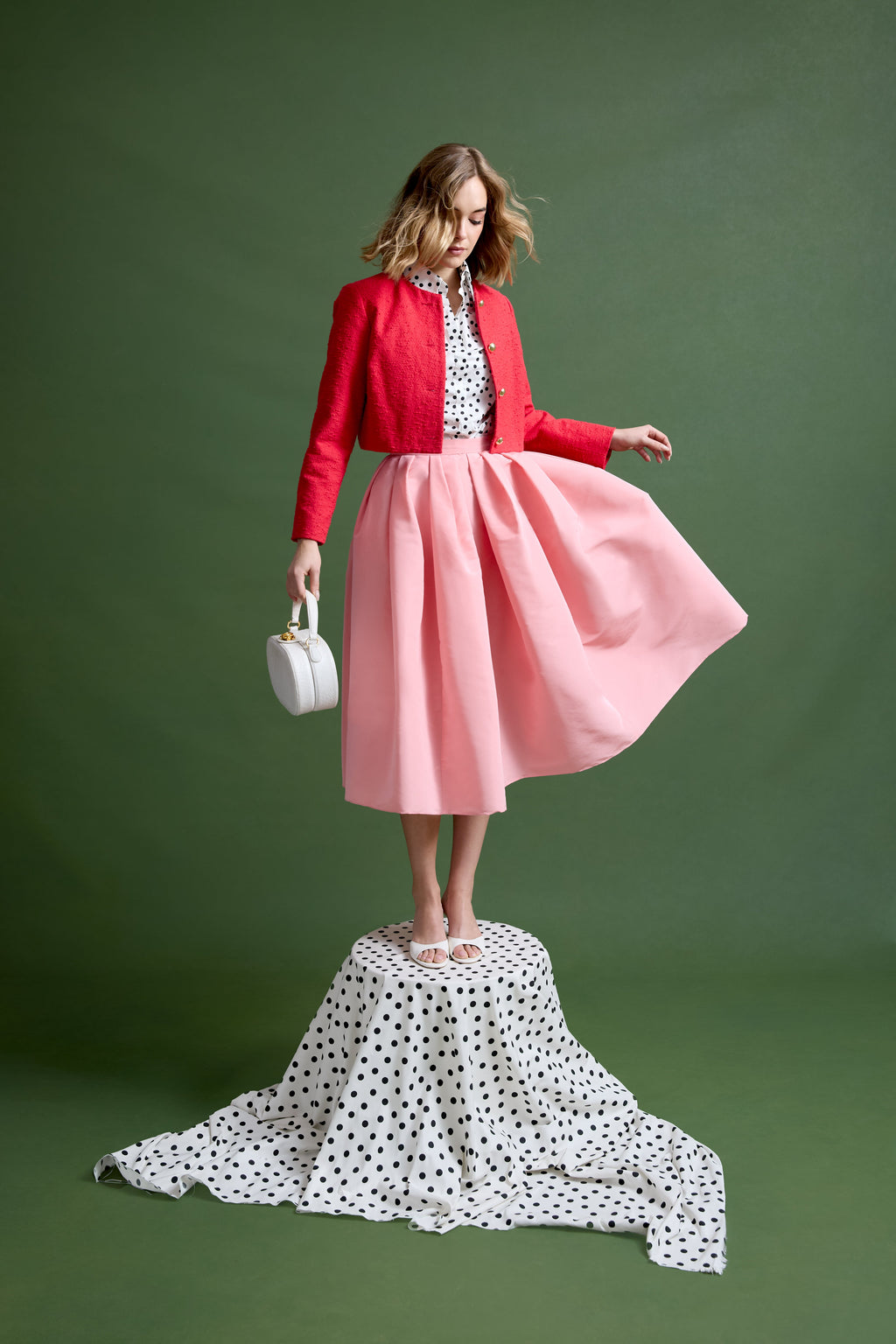 Ava Skirt in Petal Pink Silk Faille