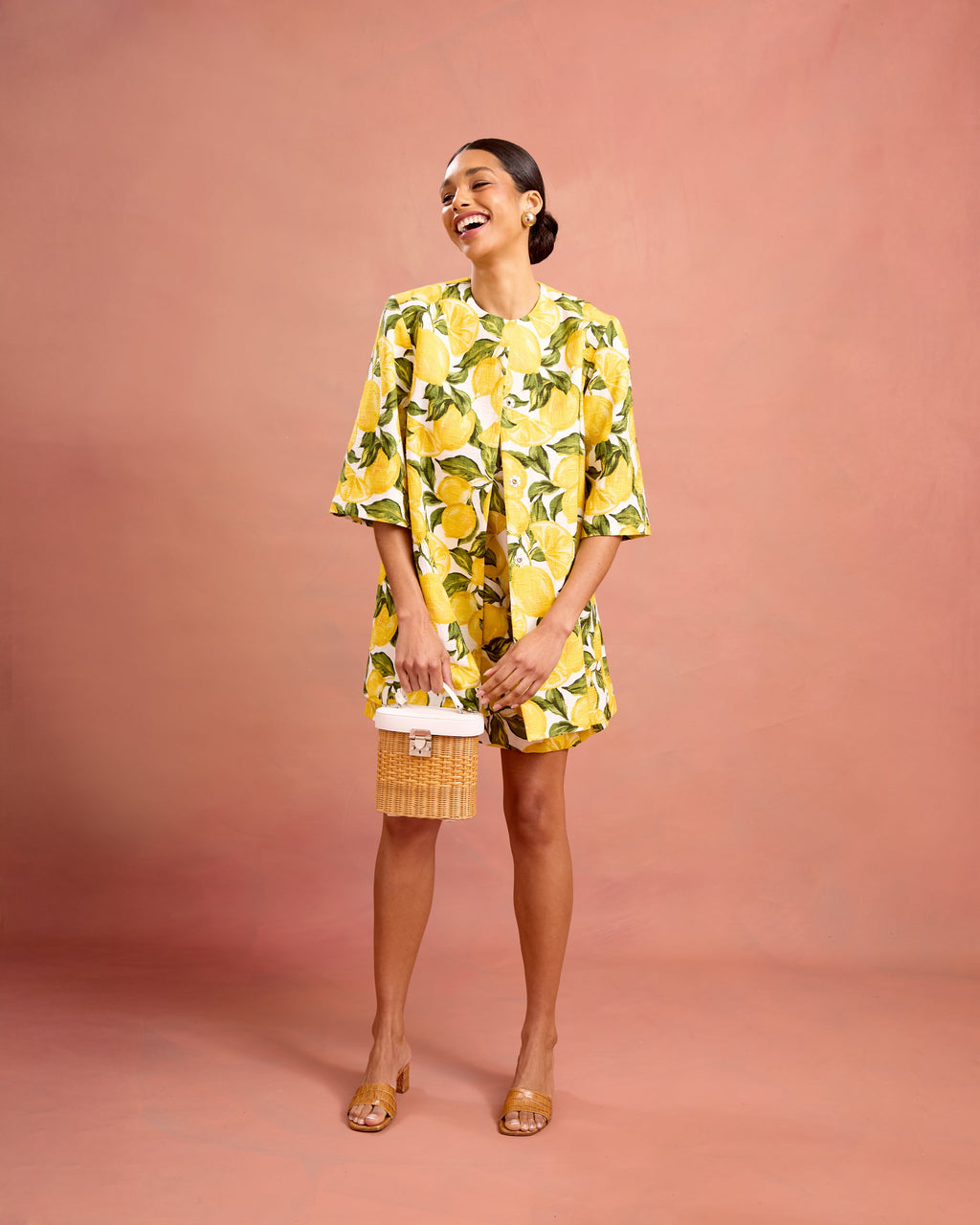 audrey coat in lemon grove brocade