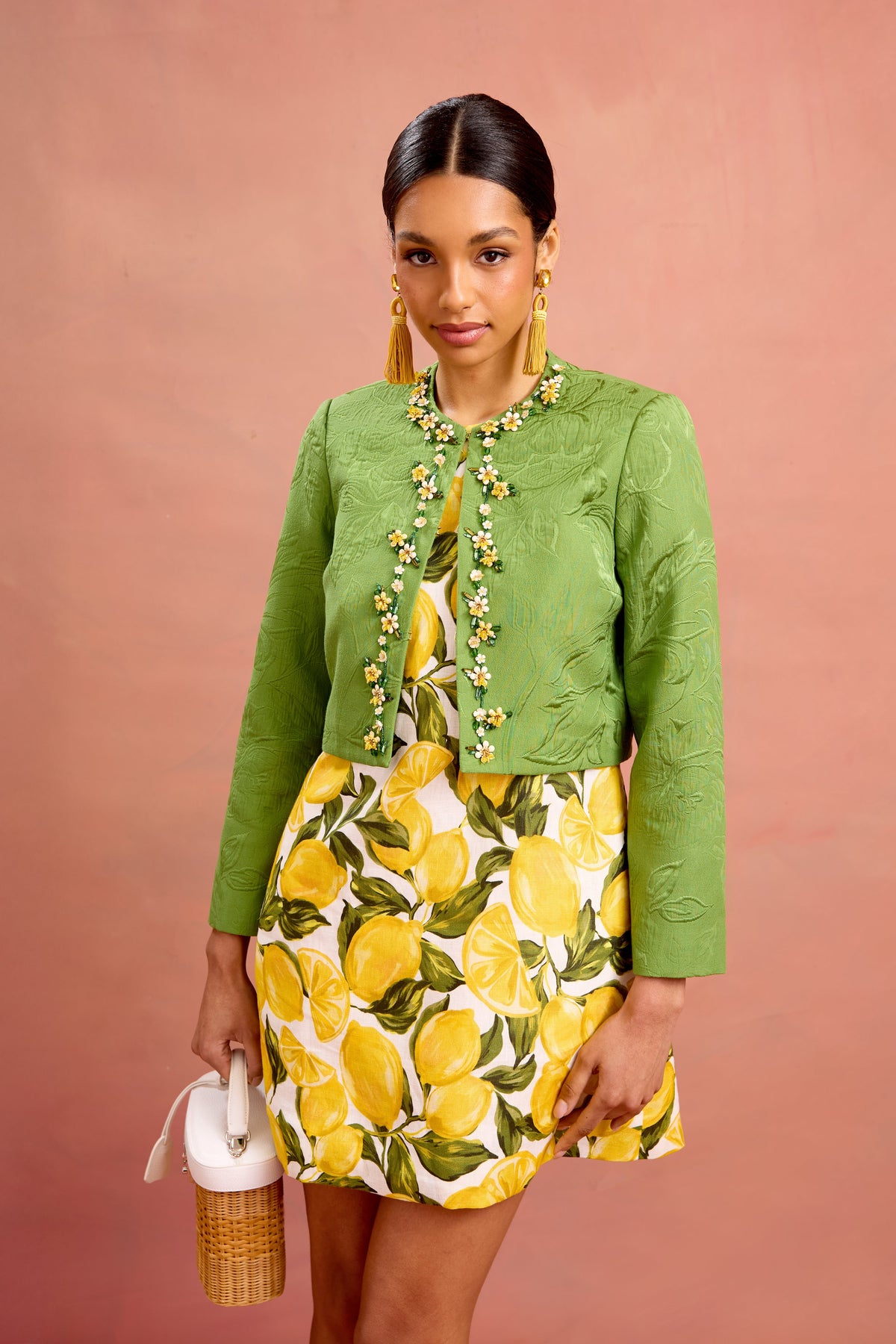 blaire jacket in pistachio brocade