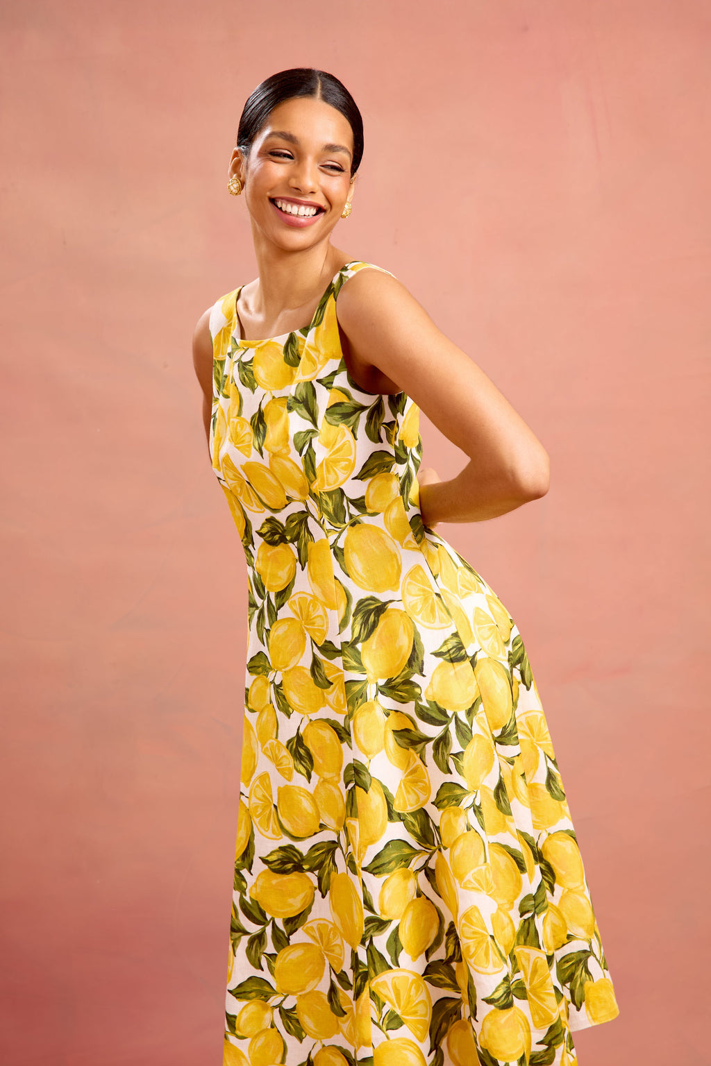 bonnie dress in lemon grove linen