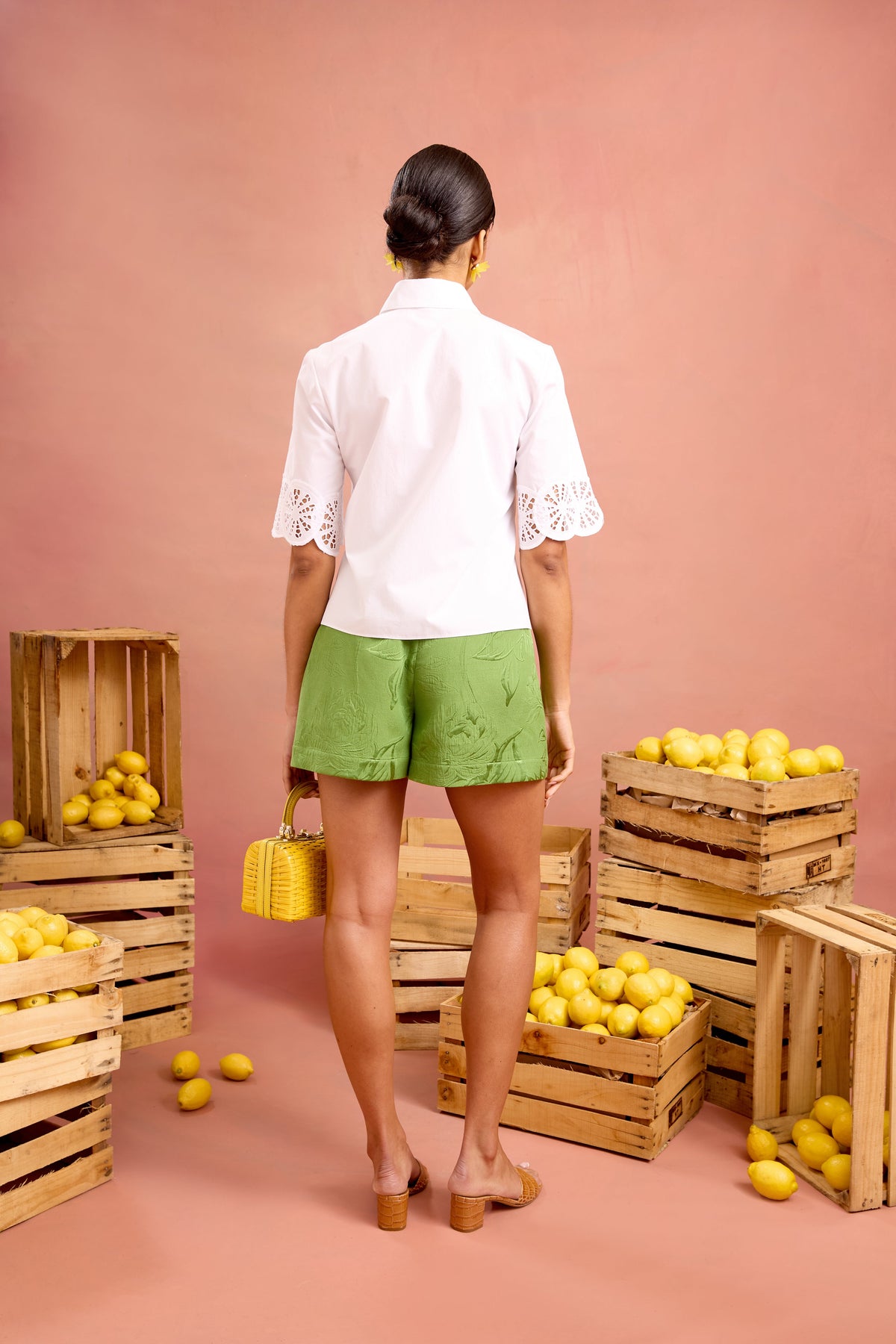 ivy top in lemon slice embroidered cotton