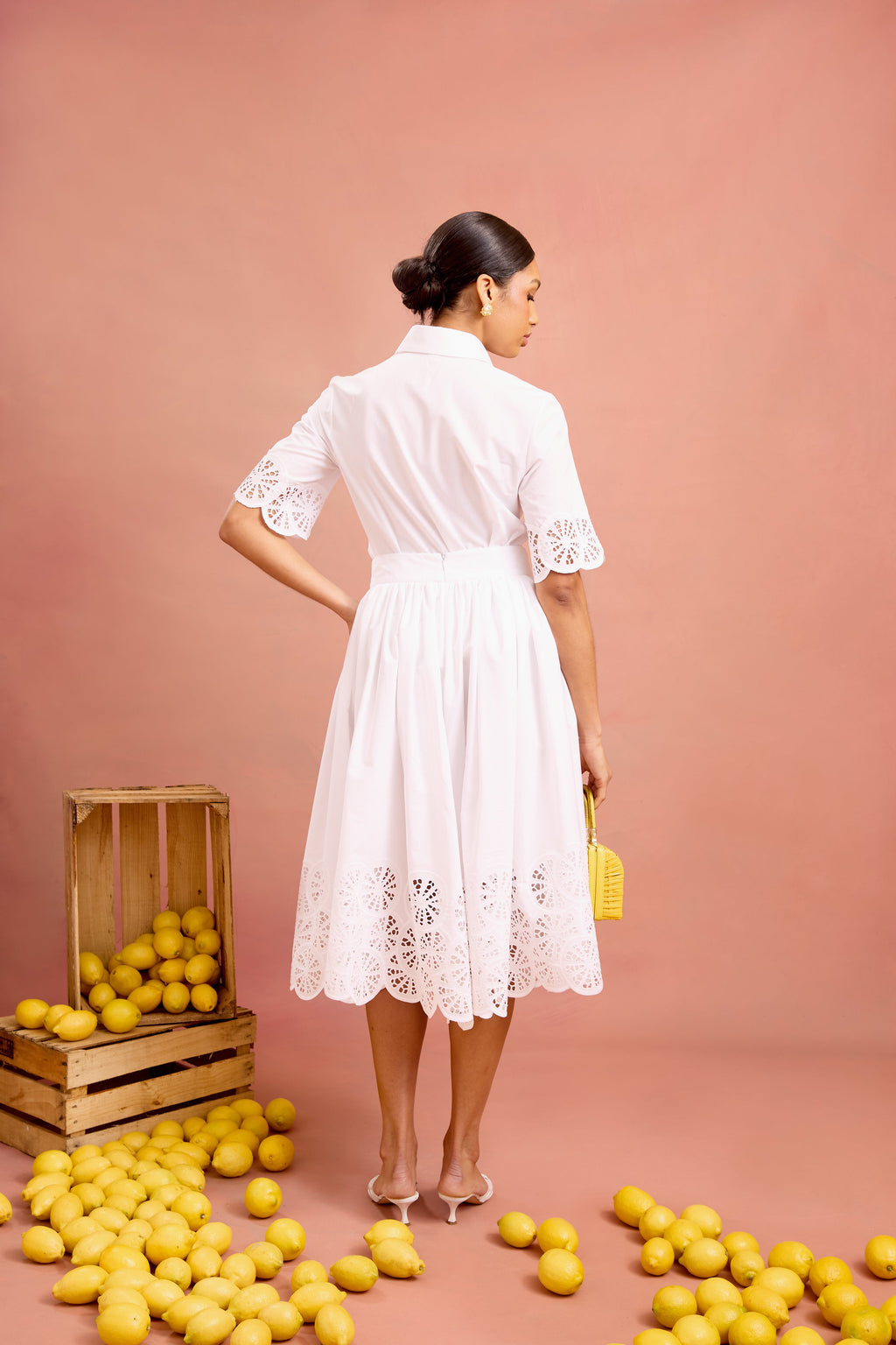 camille skirt in lemon slice embroidered cotton