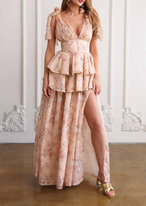 The Maile Dress in Peach Tapestry