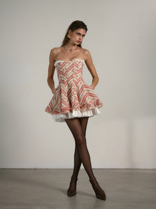 The Mallorca Dress in Red Floral Stripe