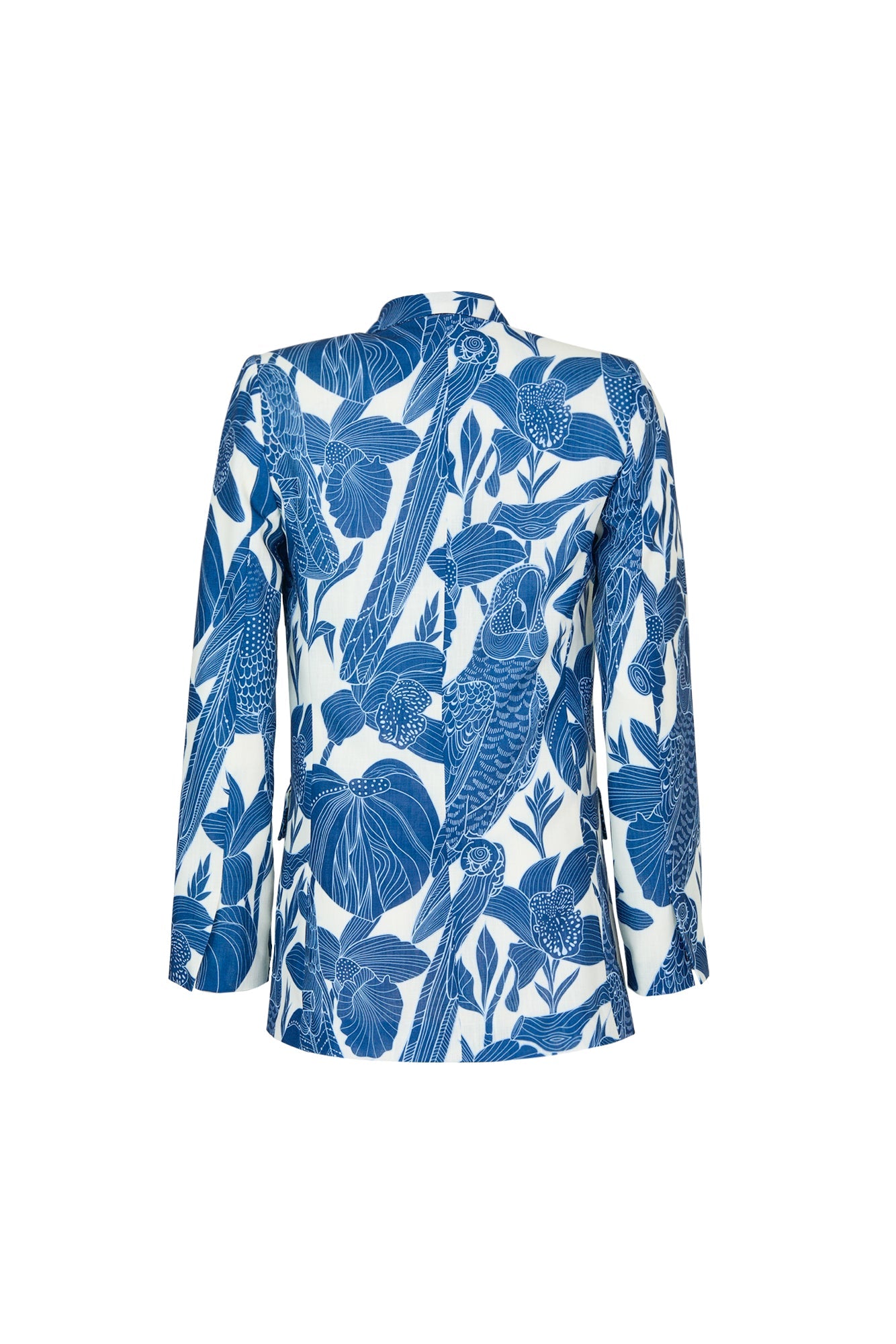 Marcela Tailored Jacket Suit in Canario Blue Print