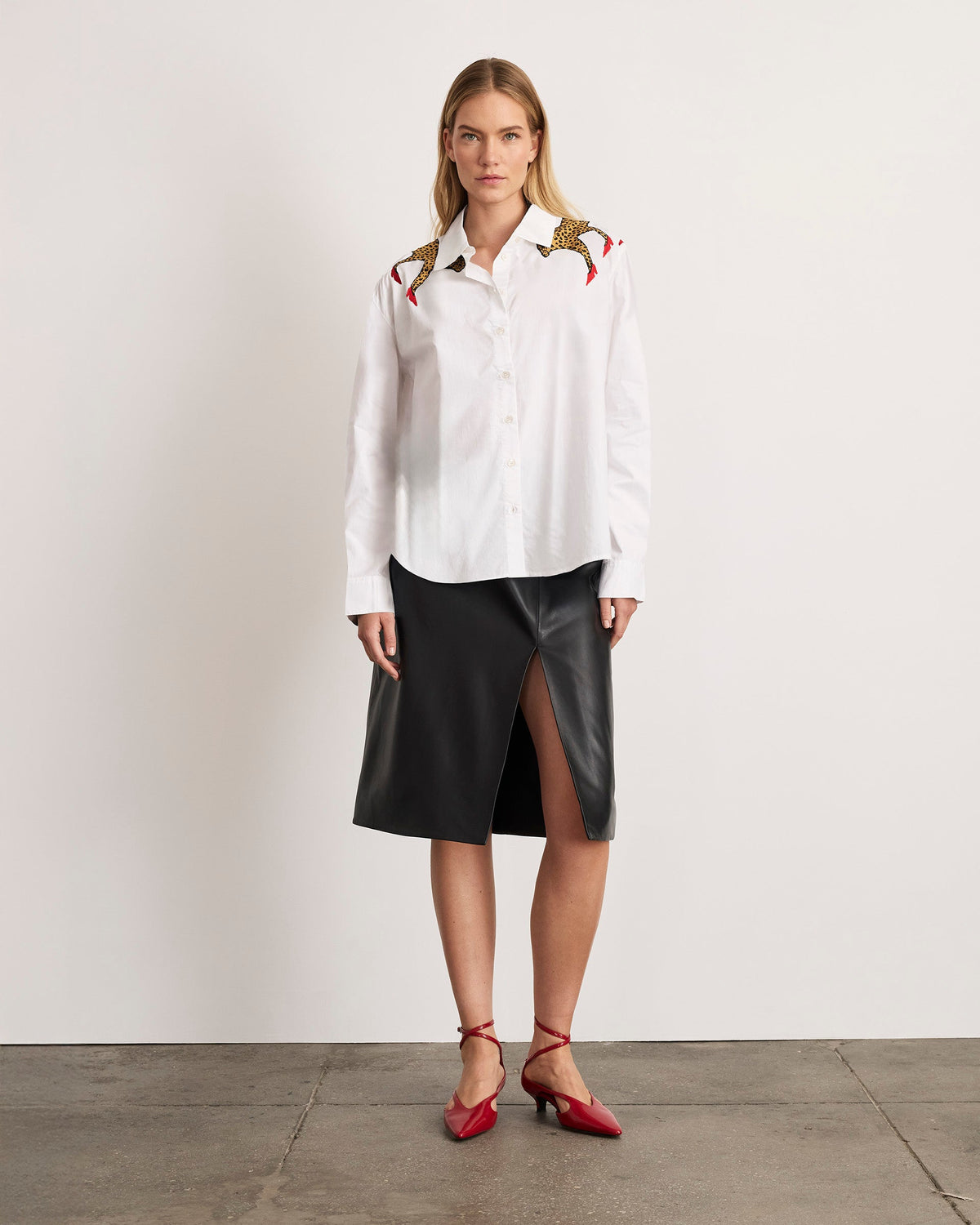 Margaux Cheetah Shirt in Optic White