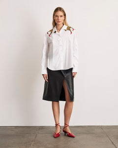 Margaux Cheetah Shirt in Optic White