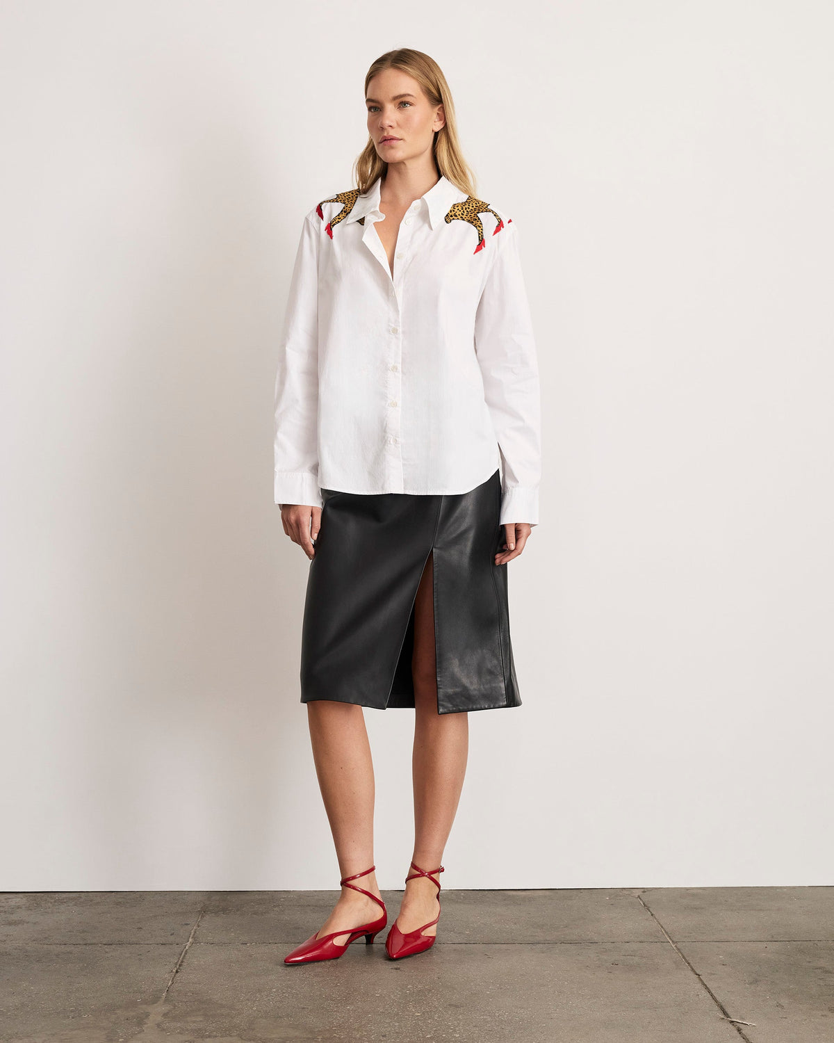 Margaux Cheetah Shirt in Optic White