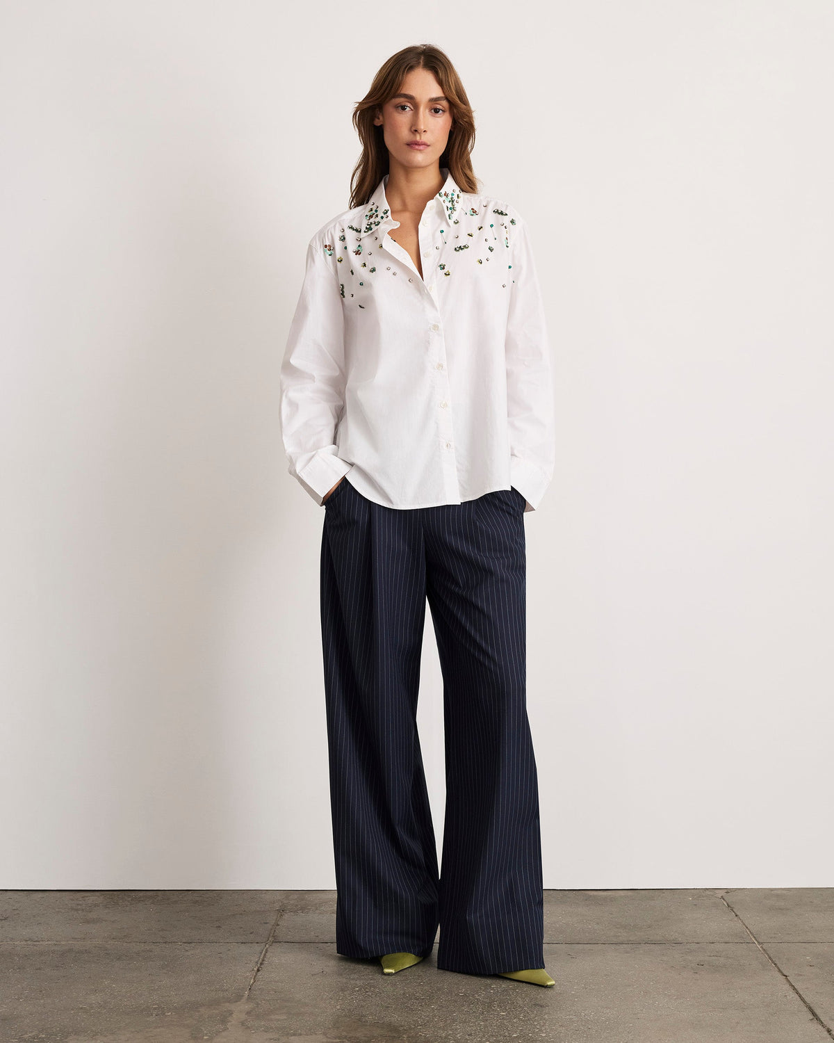 Margaux Embellished Shirt in optic White
