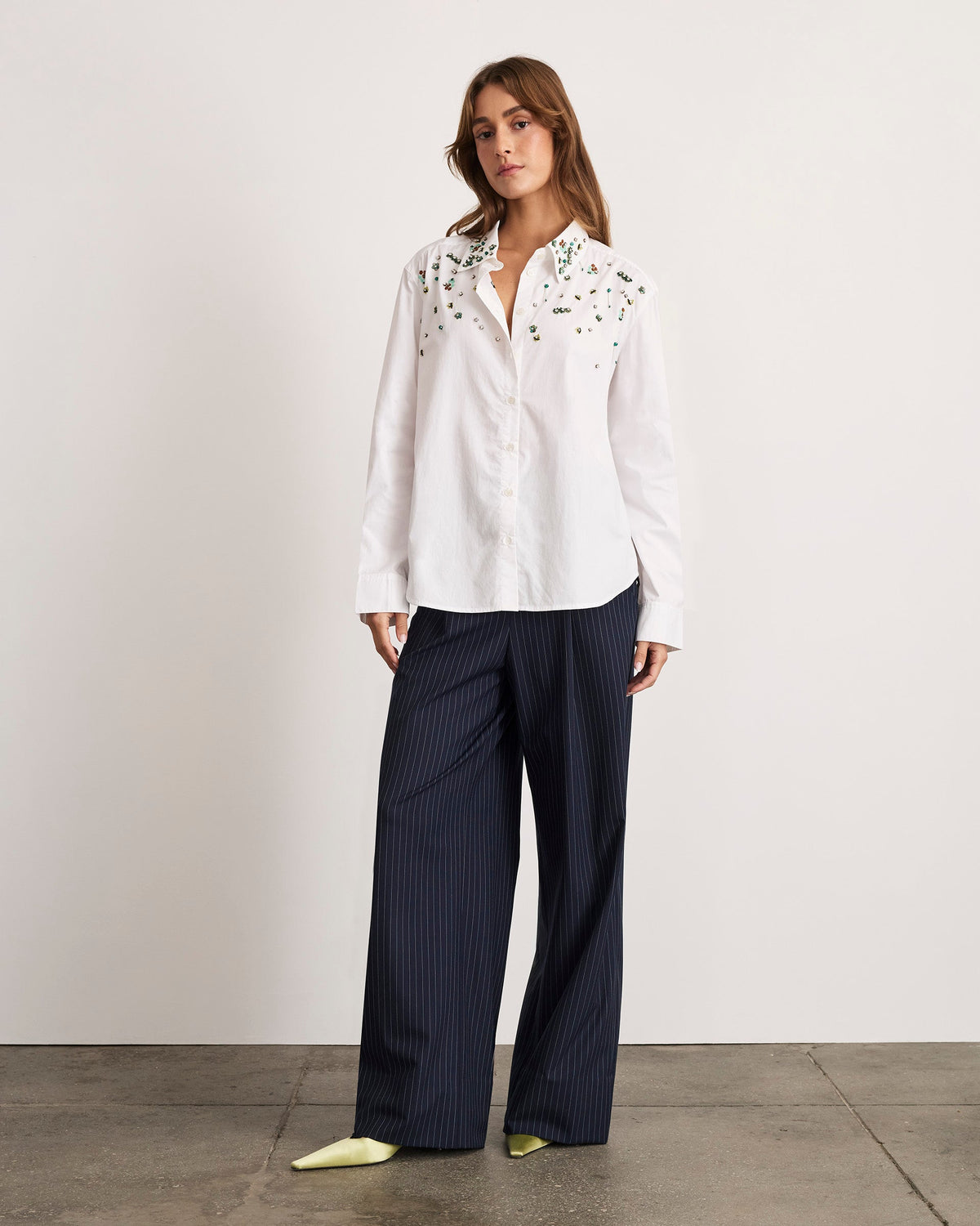 Margaux Embellished Shirt in optic White