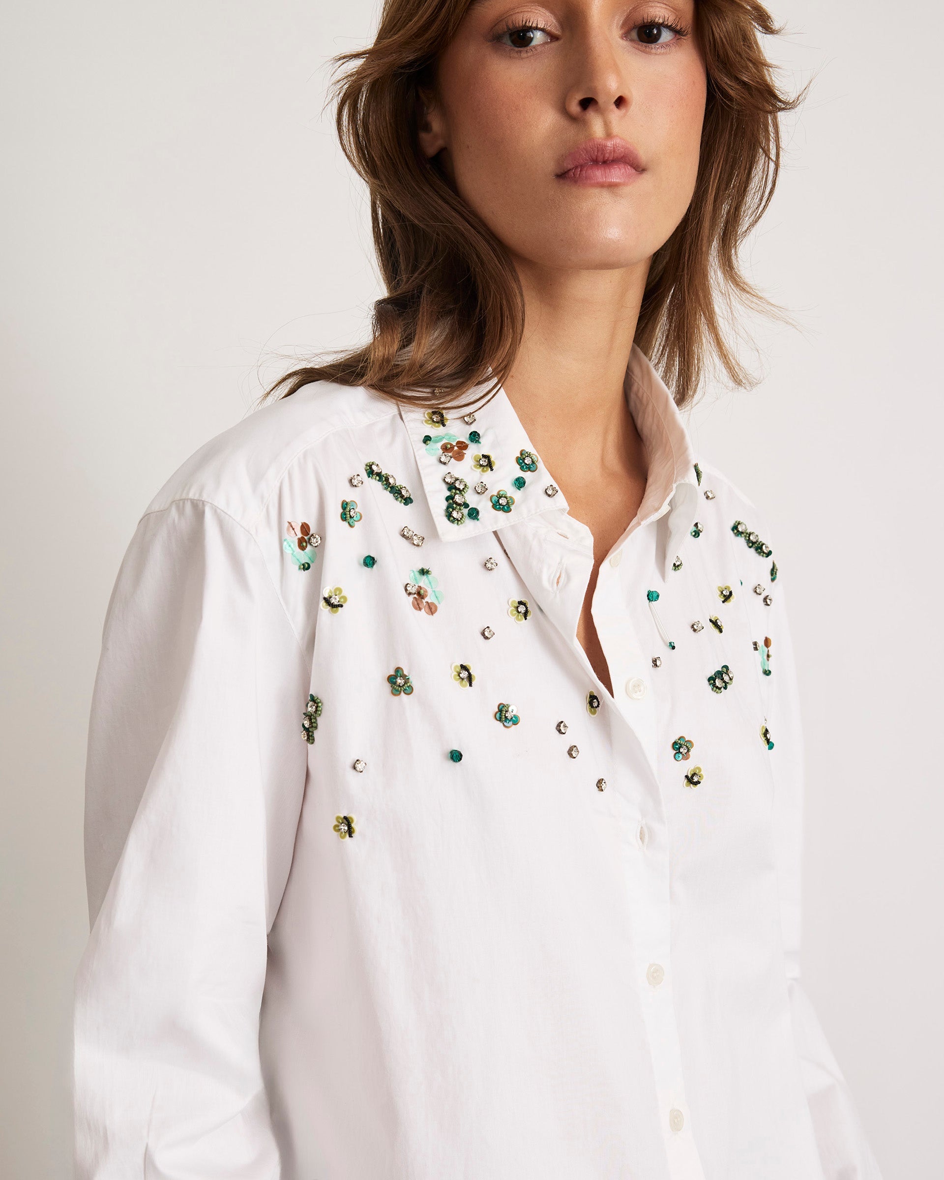Margaux Embellished Shirt in optic White