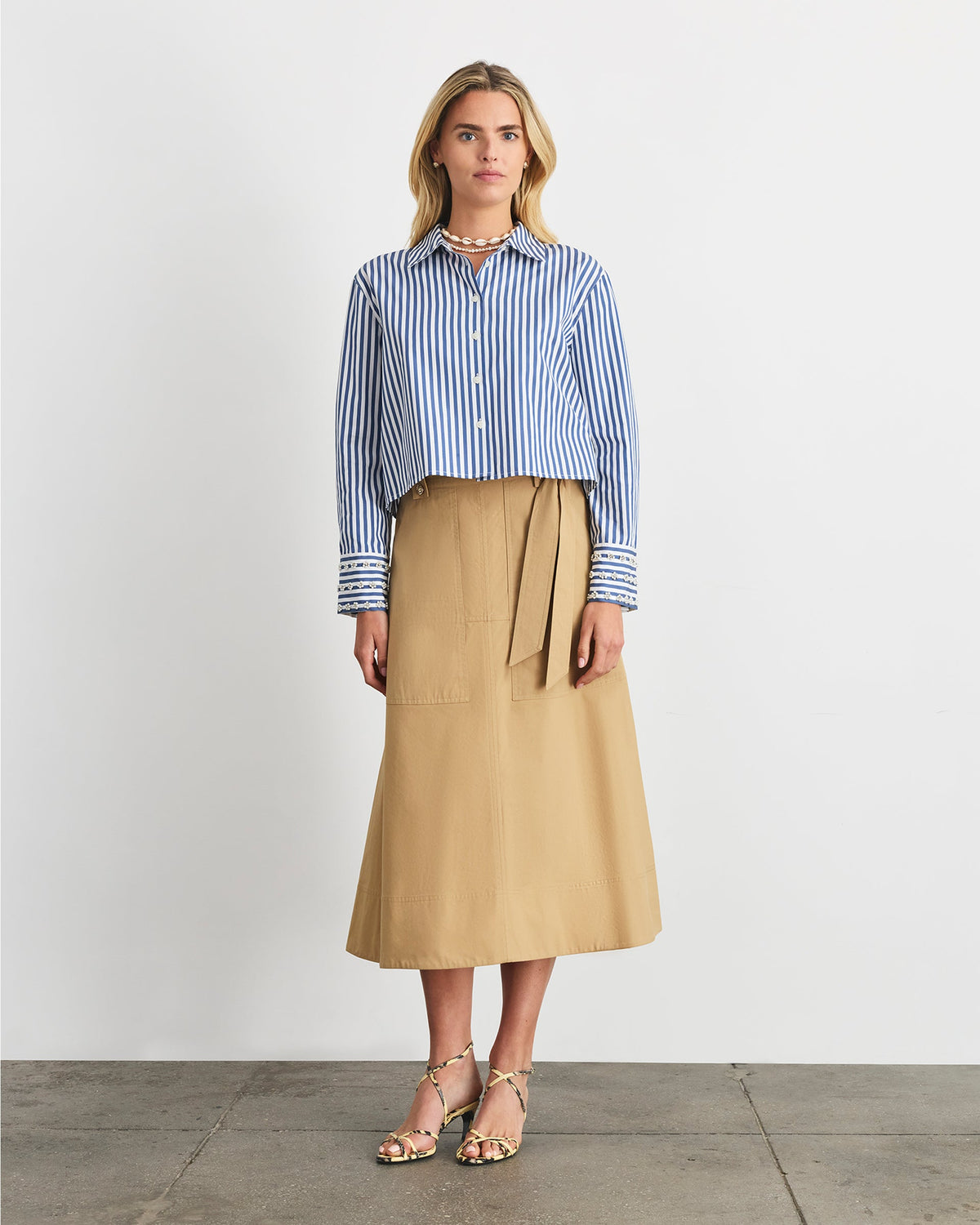Largaux Top in Optic White French Blue Stripe