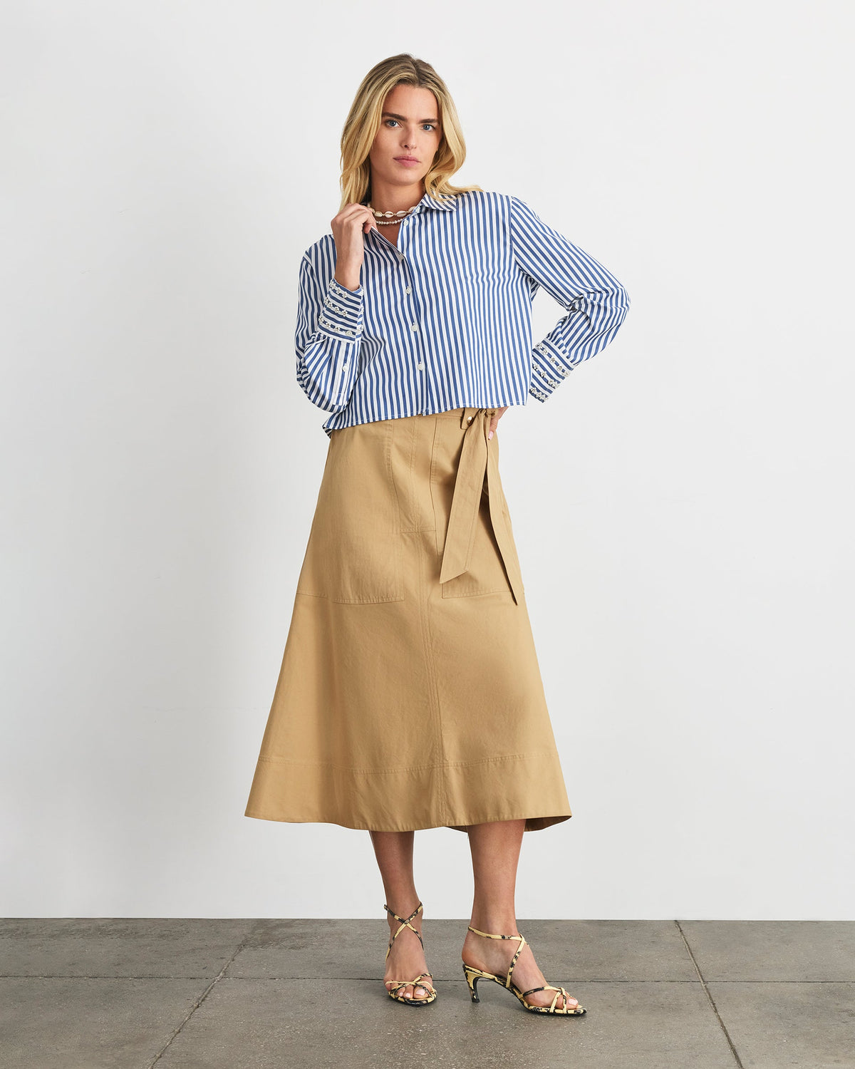 Largaux Top in Optic White French Blue Stripe