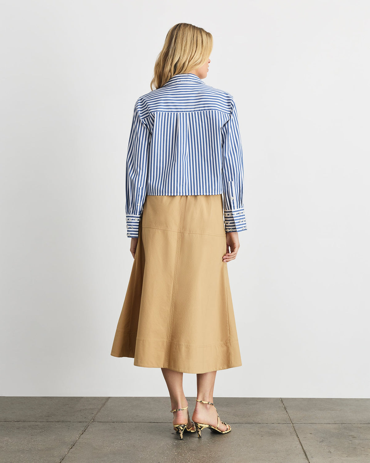 Largaux Top in Optic White French Blue Stripe