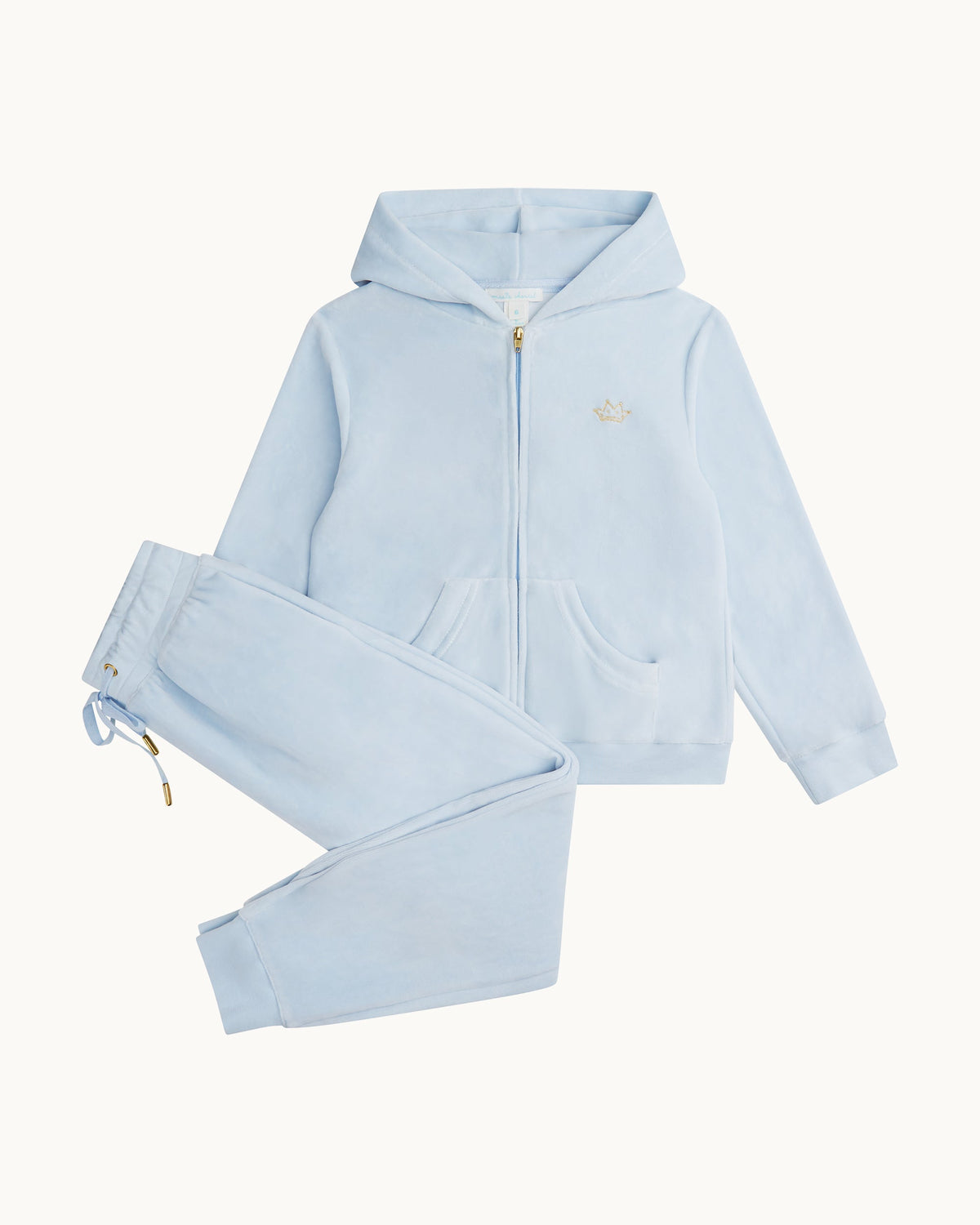 Tino Crown Velour Loungewear Set in Child Dusty Blue