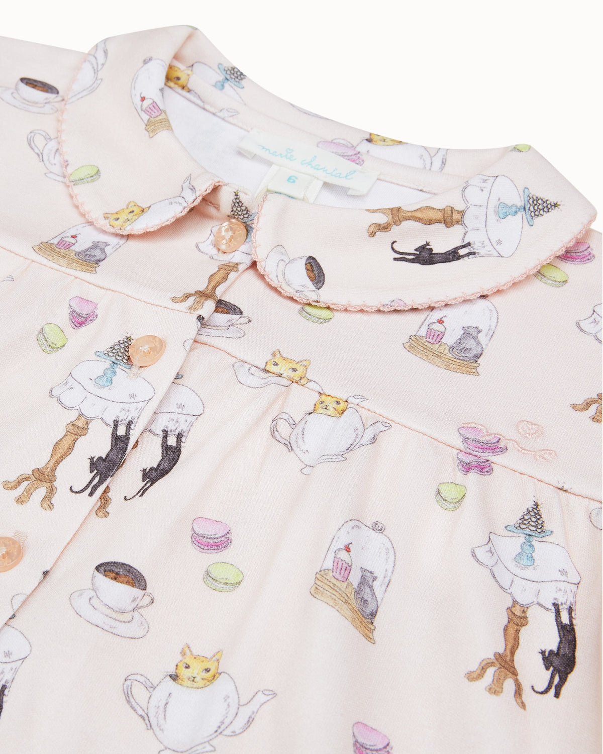 Kitten's Tea Party Pajama in Child Pink