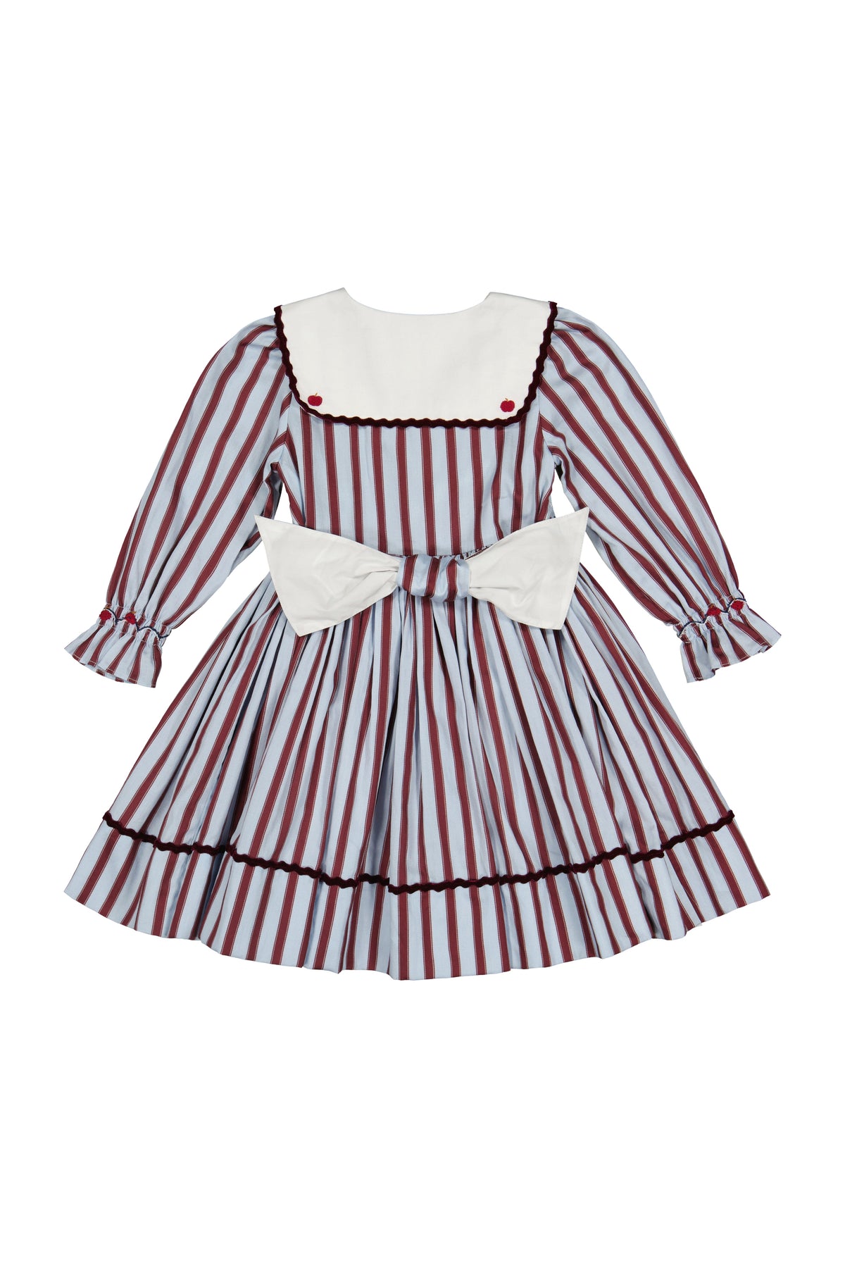 Marine Stripe Blue Burgundy Smocked Dress