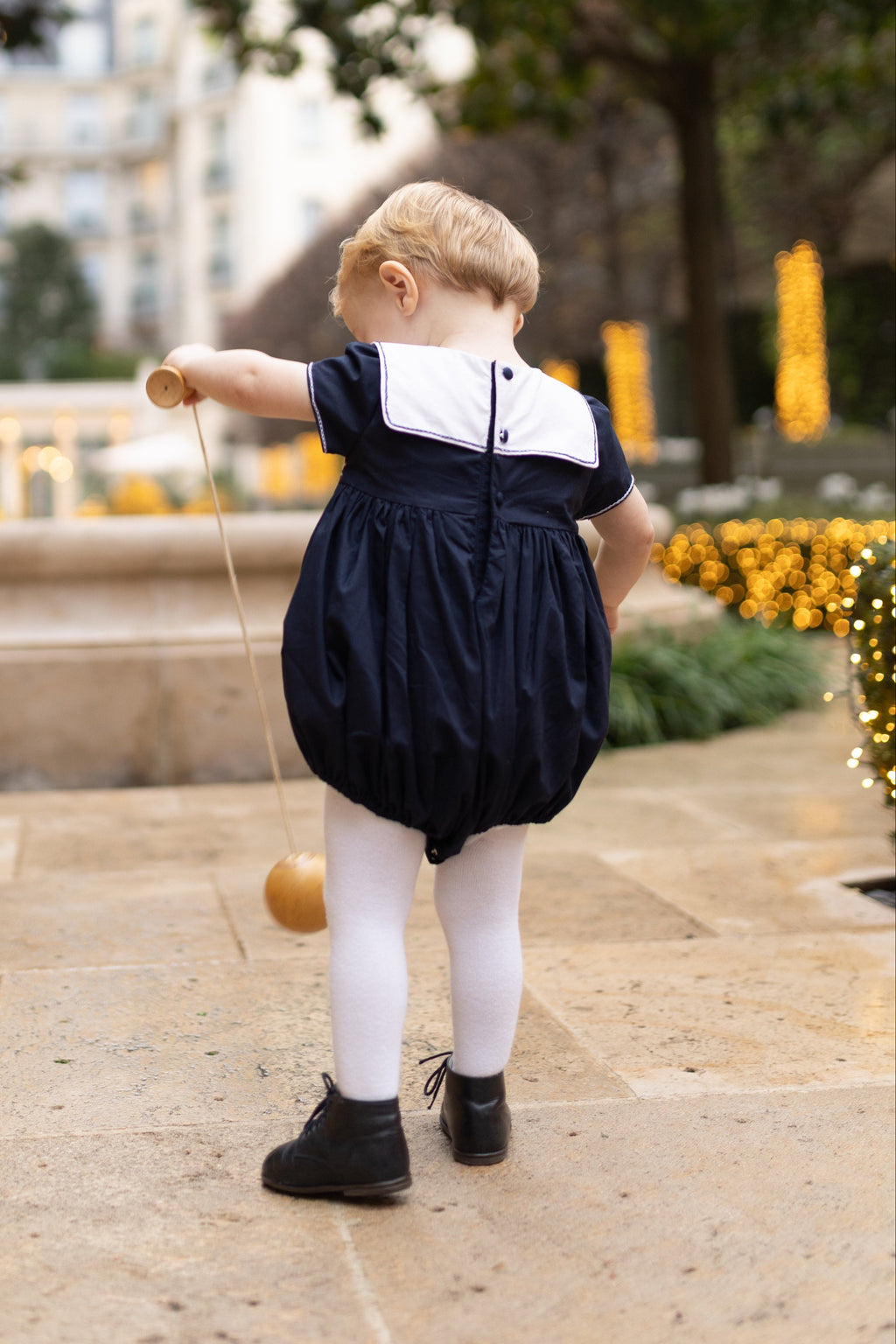 Marine Navy Smocked Romper