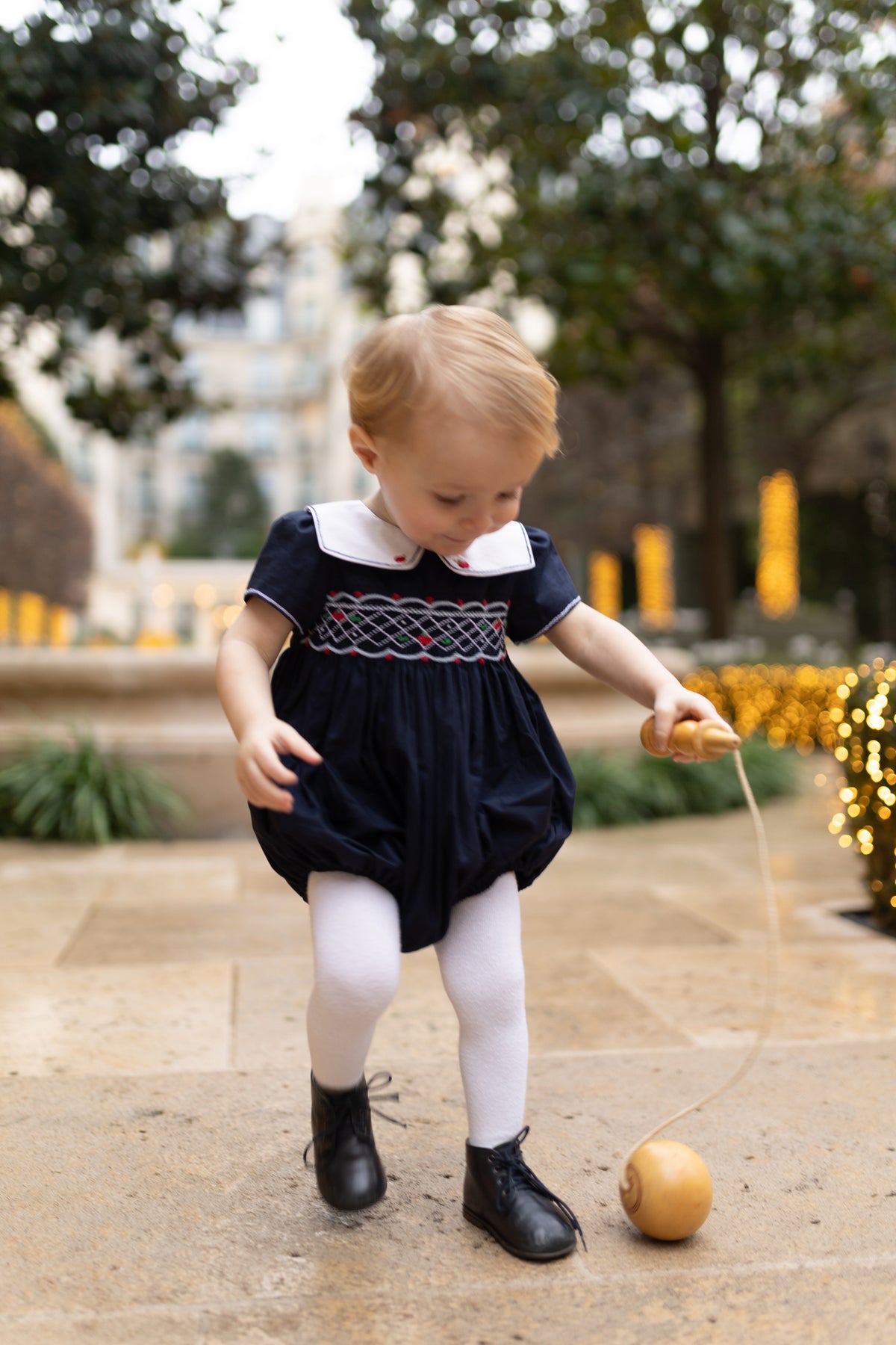 Marine Navy Smocked Romper