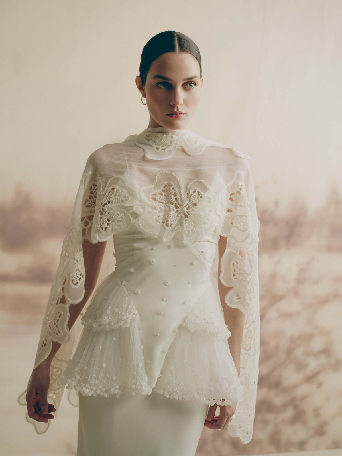 Ivory Georgette Scarf