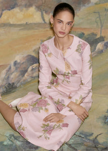 Gretel Cross Stitch Linen Midi Dress