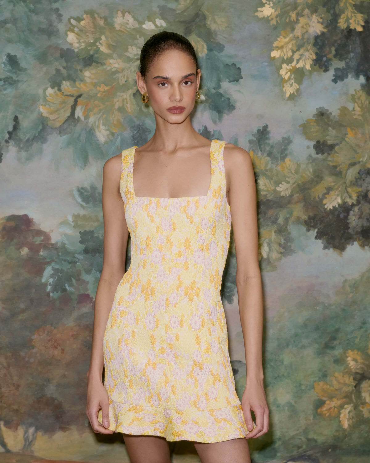 Kira Daisy Stretch Brocade Mini Dress