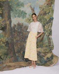 Frances Daisy Stretch Brocade Midi Skirt