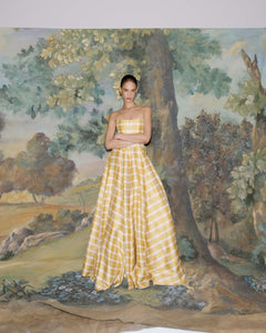 Laila Golden Silk Strapless Gown