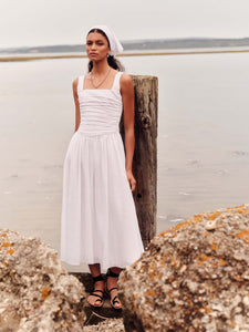 Maeve Cotton Eyelet Square Neck Midi Dress