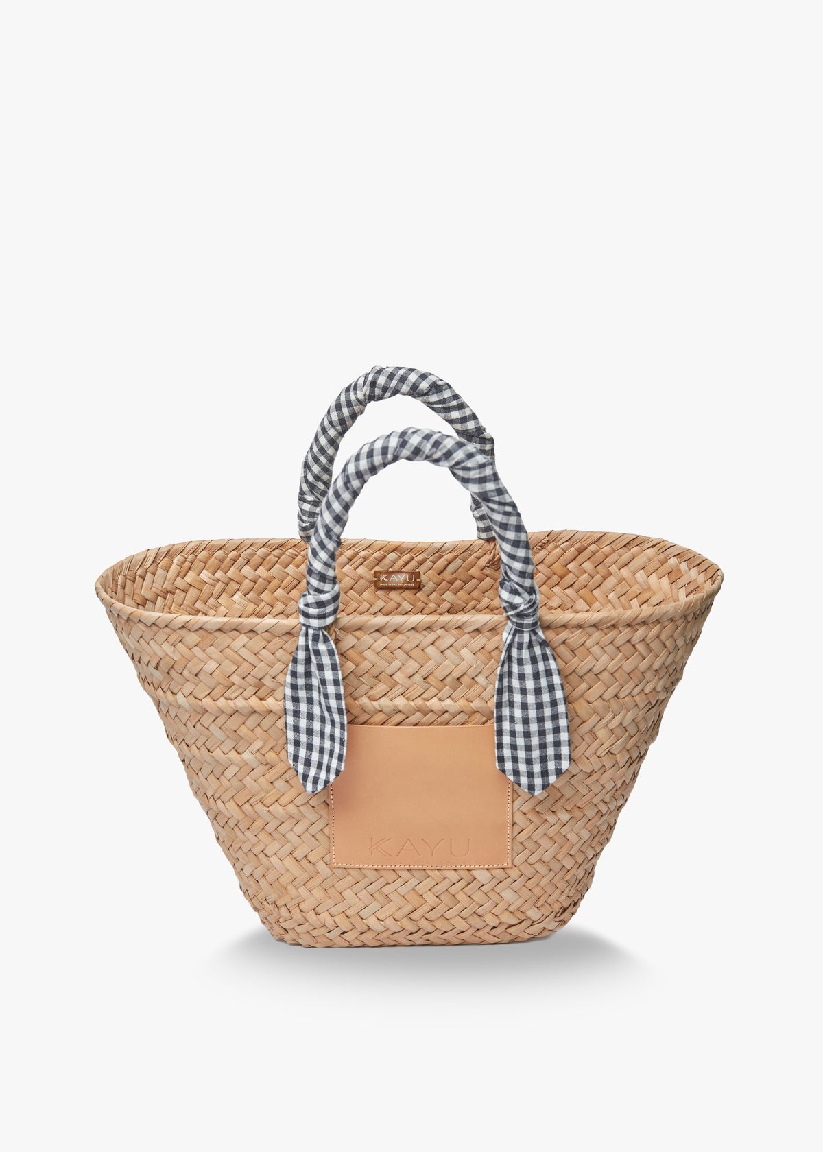 Marlow Straw Scarf Tote Bag in Black Gingham