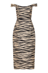 Amina Zebra-Striped Midi Dress