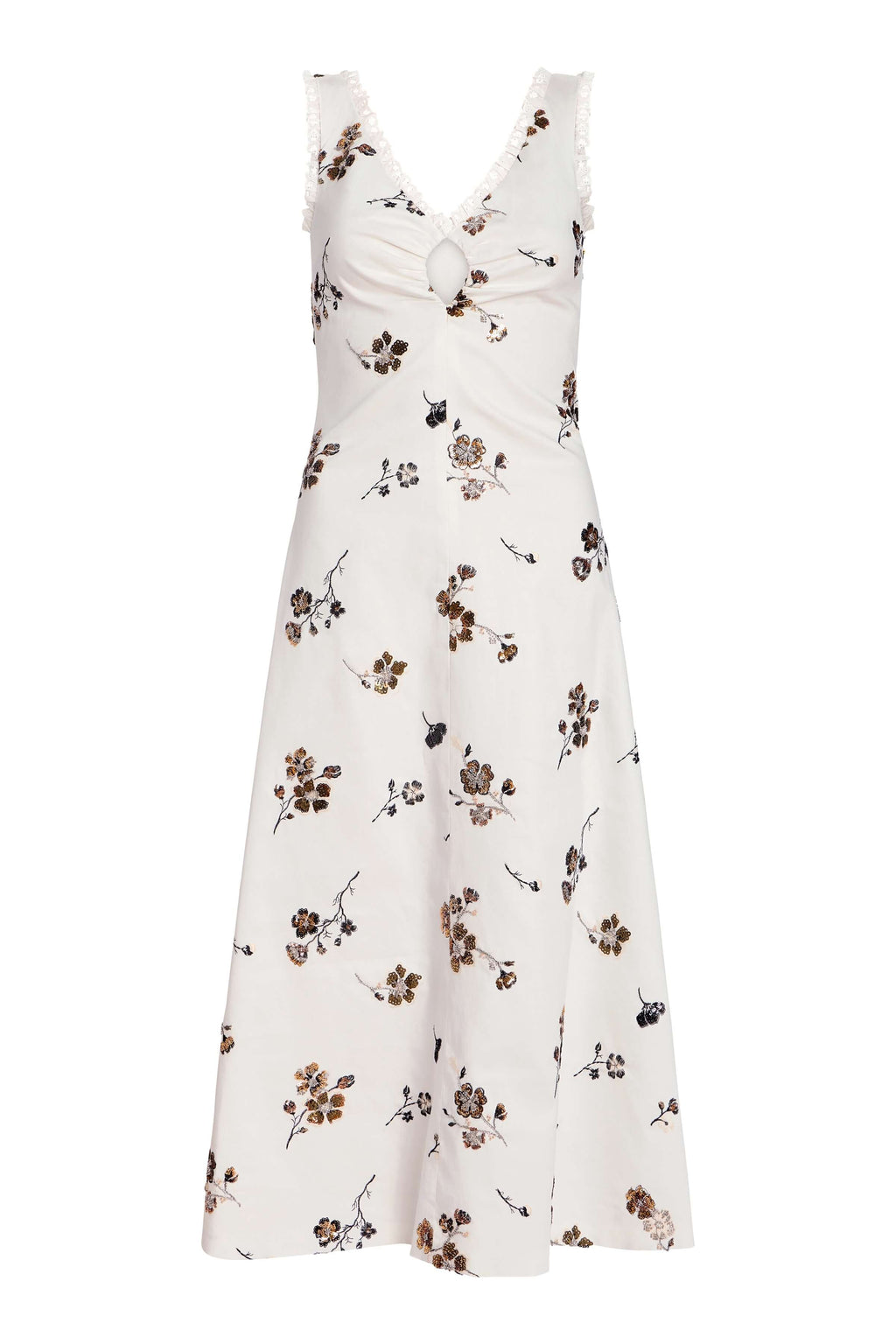Coquette Sequined Cotton Midi Dress
