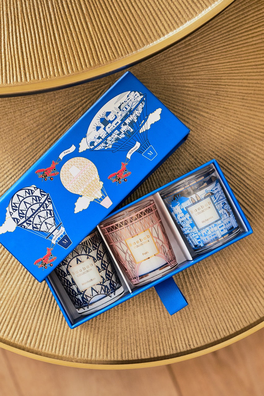 Trio Travel Candles My First Baobab Manhattan-Paris-Mykonos