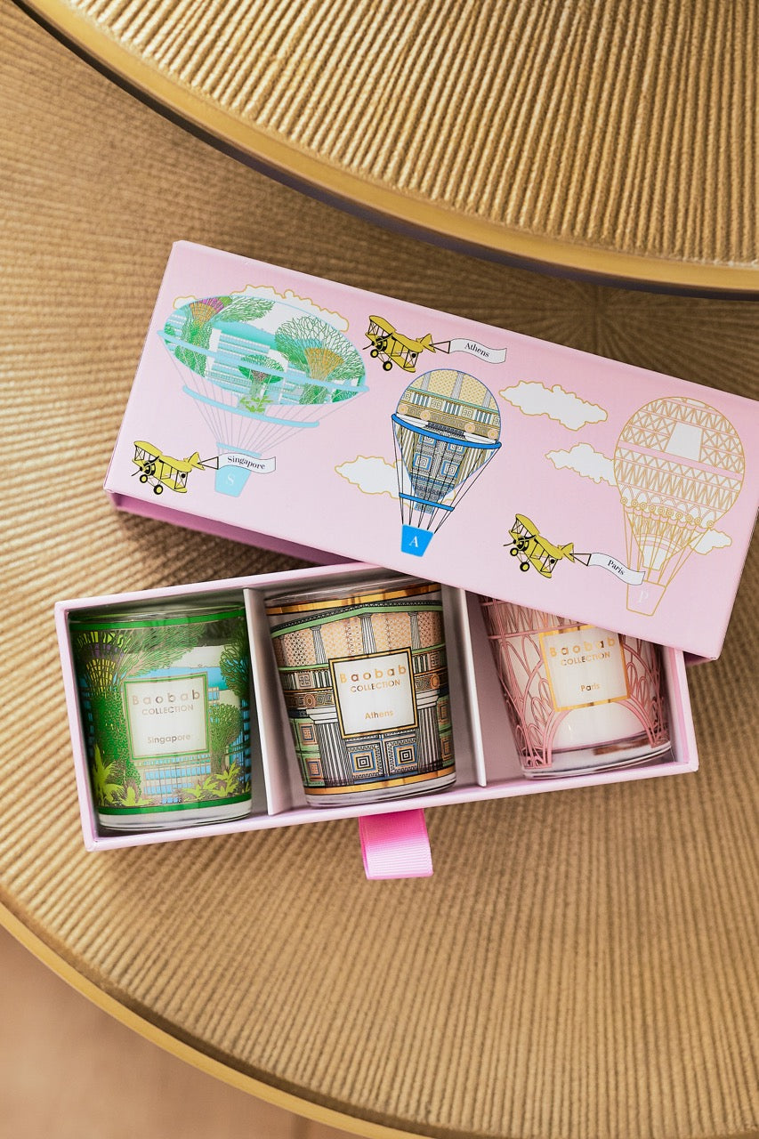 Trio Travel Candles My First Baobab Trio Singapore-Athens-Paris